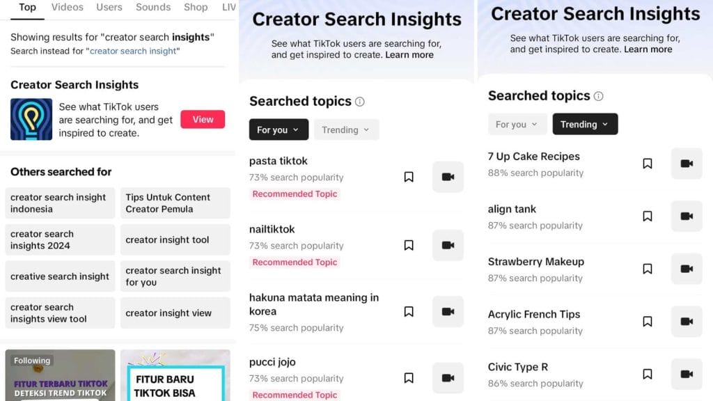 tiktok creator search insight